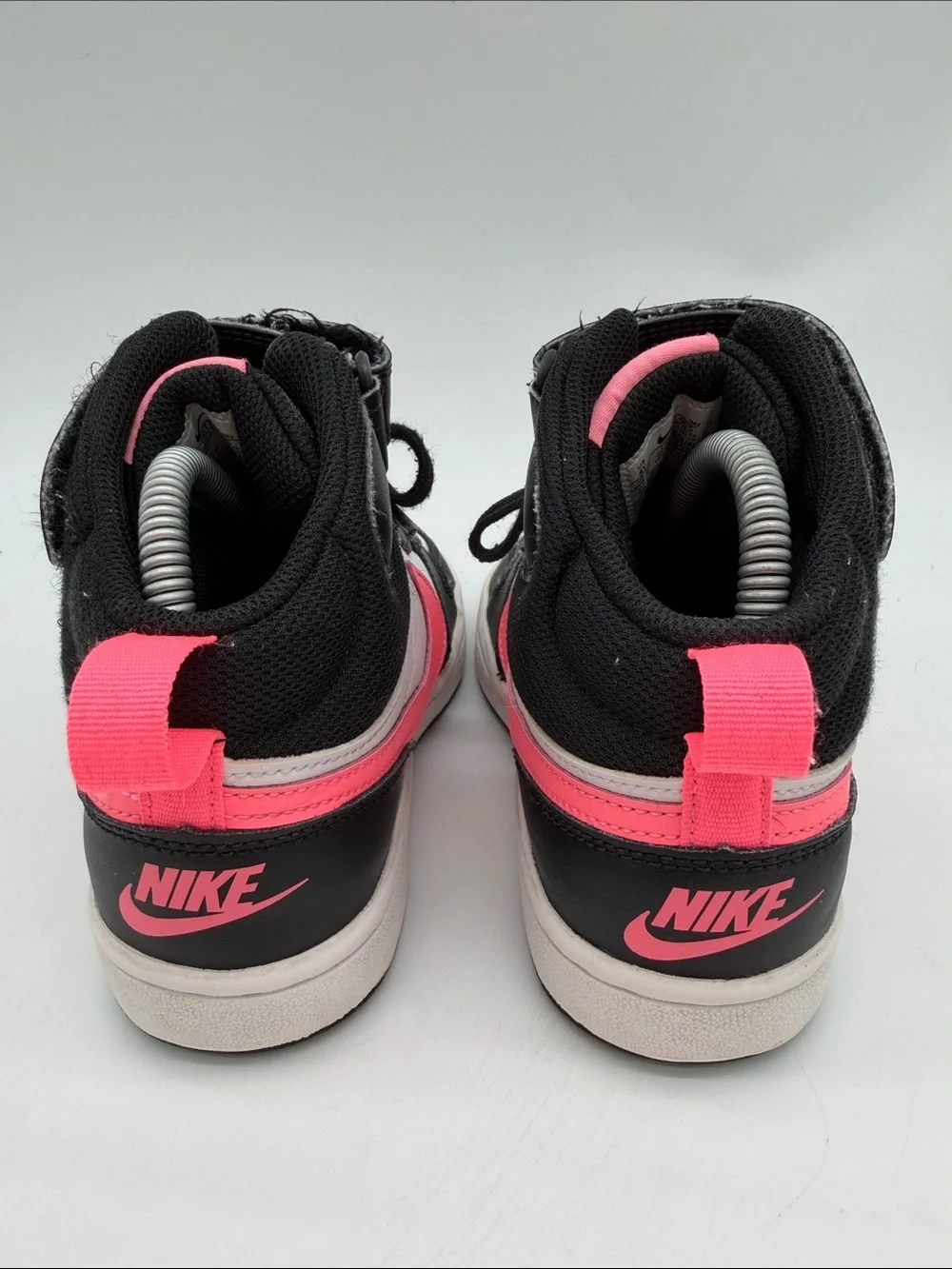 Nike Court Borough 2 Mid Girls Size 4Y White Pink Black Athletic Shoes Sneakers - Picture 10 of 16